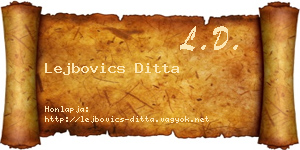 Lejbovics Ditta névjegykártya
